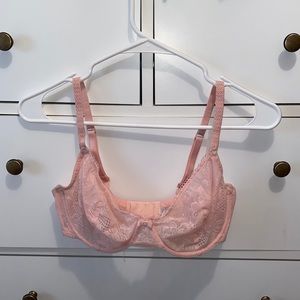 Pastel pink lace bra